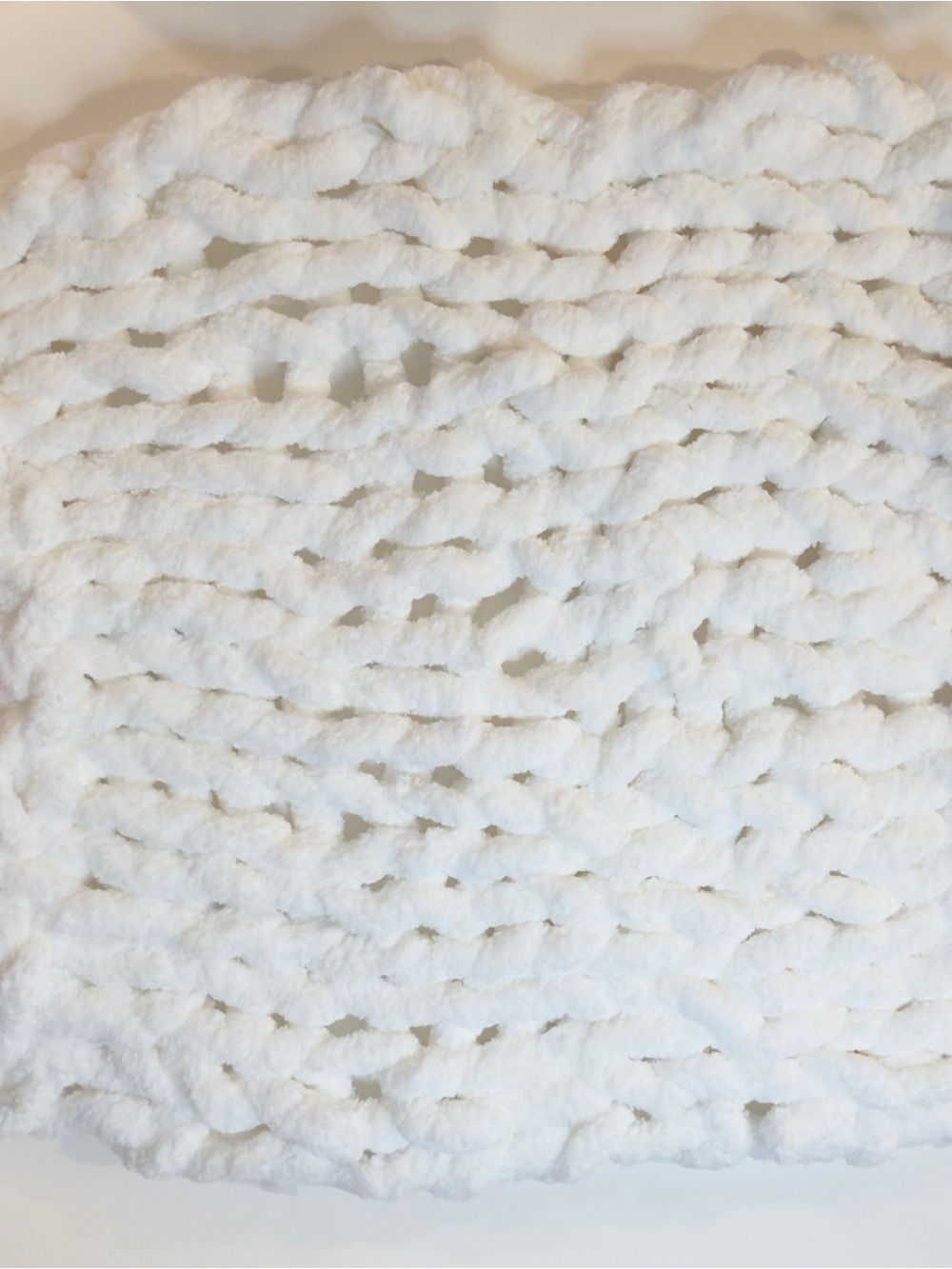 White Chunky Hand-knitted baby blanket - photo prop